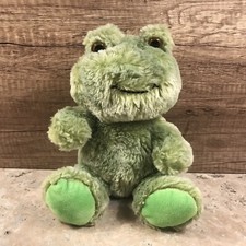 ANIMAL ADVENTURE GREEN SMILING SOFT FROG PLUSH ANIMAL PLASTIC EYES CIRCA 2015 picture