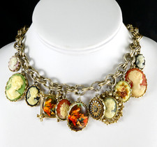 Vintage RJ Graziano Cameo Charms Necklace Victorian Style Charms Lovely picture