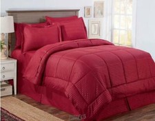 Embossed Stripe 8-pc. Comforter Set Burgundy Queen Embossed Pattern 14