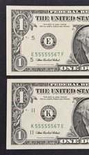 🔥Beautiful Matching Fancy “LADDER” (55555567) 2006 $1 Bill UNCIRCULATED🔥 picture