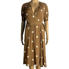 Maeve Anthropologie Bernice Midi Polka Dot Wrap Dress Sz 8P 8  with Pockets. #22 picture