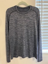 LULULEMON Men’s Dark Blue Heathered Space Dye Crewneck Long Sleeve T Shirt Large picture