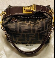 NeatlyusedFendi Zucca Brown Small Top Handle Satchel Zip Gold  w/ Dust Bag picture