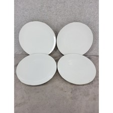 Thomas Germany White Porcelain Dinner Plates Silver Platinum Trim Set of 4 MCM picture