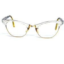 Vintage Artcraft Cat Eye Glasses Silver Aluminum Gold Tone USA Made 46-20 24917 picture