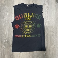 Anvil Men’s S Black Sublime LBC Smoke Two Joints Sleeveless/cutsleeve graphic-t picture