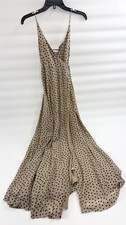 Ganni Dress Womens 34 Beige Black Polka Dot Slip Spaghetti Strap V Neck Flowy picture