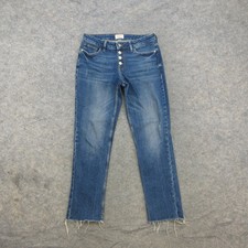F&F Jeans Women's Blue Size 8 Button Fly Raw Hem Straight Leg picture