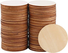 60 Pack 4 Inch Wood Circles for Crafts, Unfinished Wooden Rounds for Painting, K picture