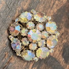 Large vintage Weiss multi-layered Aurora Borealis rhinestone dome brooch picture