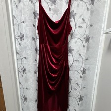 Strapless Burgundy Red Velvet Dress Size M picture