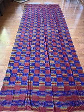 Lg Vintage Traditional African Kente Cloth Ghana Textile Panel 124”x46”  Marked picture
