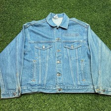 VTG 90s Denim Jacket Mens Small S Blue Jean Trucker Riverside National Park USA picture