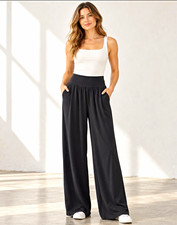 Athleta Nolita Wide Leg Pants Women’s 4 Tall Black Stretch Pull On picture