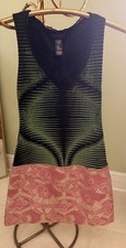 Custo Barcelona Y2K Drop Waist Dress Velvet Green w/ Pink Mini S 36/2 picture