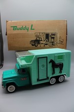 VTG Buddy L Horse Van 0463 Pressed Steel Boxed Rare Green Color - 3 Horses Clean picture