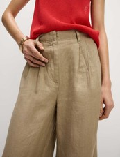 Marks & Spencer Womens Linen Wide leg Trousers in Natural Beige - M&S picture