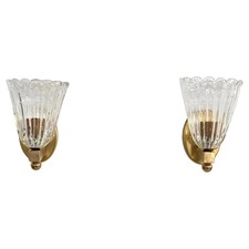 Italian Brass and Murano Glass Wall Lights or Sconces in Art Deco Style, 1990s picture