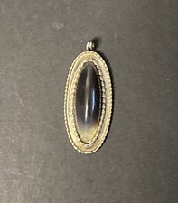 Vintage Antique Purple Marbled Slag Glass Sterling Silver Pendant Beaded picture
