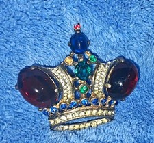 Vtg 1944 Crown Trifari Alfred Philippe Sterling Vermeil Crown Brooch Pin 137542 picture