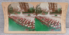 VTG Stereoview Card Keystone View Co 1900 Flowerbed Champ de Mars Paris Expo picture