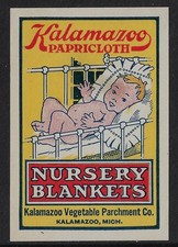 US advertising stamp Kalamazoo Papricloth Nursery Blankets. Kalamazoo MI  (a8400 picture