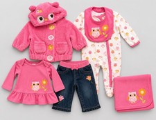 Gymboree Bright Owl 2011 Baby Girl 0-3M 6pc Lot Jacket Blanket Sleeper Jeans Bib picture