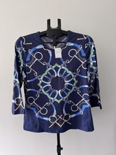 J. McLaughlin Signature Top Tee Shirt Blue Multi  Sz Large NEW picture