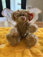 TY Attic Treasures Rafaella Fairy Bear Plush 8” Pink Iridescent Wings picture