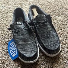 Hey Dude Wally Sport Knit Slip-On Casual Shoes Black/White Men’s US 9 picture