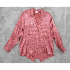 Vintage Mondi Blouse Womens 34 US Small Abstract Satin Button Career Pockets picture