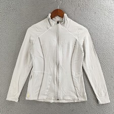 Lole Track Jacket Womens Medium Long Sleeve Full Zip Mock Neck Striped Beige picture