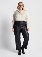Women's Eloquii Faux Leather Trousers Black Size 20 picture