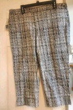 NEW Covington Black White Capri Pants Womens SIze 18 Stretch Herringbone NWT $42 picture