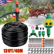 130ft Drip Irrigation System Plant Timer Self Garden Watering Hose Spray Kit USA picture