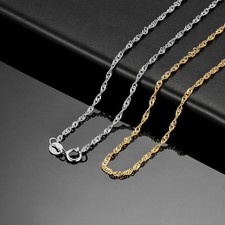 Solid 14k Gold Singapore rope chain Necklace Made in Italy All lengths picture