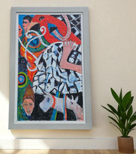 FLORENCE PUTTERMAN ACRYLIC ABSTRACT PAINTING FLORIDA ARTIST picture