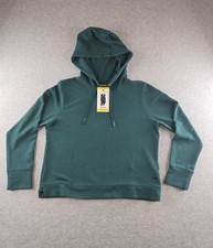 DKNY Women's Green Pullover Waffle Hoodie Drawstring Logo Solid Size M picture