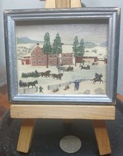 Artisan Signed Vtg Dollhouse Painting OLD CHECKERED HOUSE IN CAMBRIDGE VALLEY picture