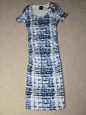 NWT Lysse Blue Scoop Neck Bodycon Ruched Stretch Midi Dress Medium picture