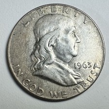 1963 D Franklin Silver Half Dollar (DDR) Doubled Die Reverse picture
