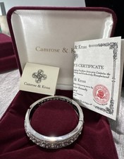 Camrose & Kross Jacqueline Kennedy Silver-Tone Crystal Hinged Bangle Bracelet picture