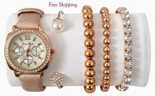 Jessica Carlyle Women’s Rose Gold Crystal Chronograph Watch Stainless Steel Brac picture
