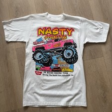 Vintage 90s Single Stitch Monster Truck Racing Tee Shirt Medium Back Hit picture