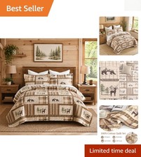 Warm Brown Bear & Deer Quilt Set - King Size 98