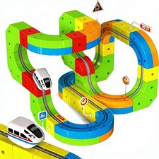 Train Set-123pcs for Kids 3D DIY Track Building Toy with Light Sound Funny Train picture