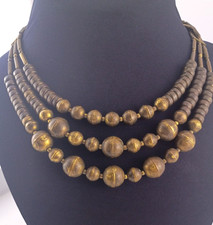 Vintage West African Hand-Knotted Lost Wax Solid Brass Multi-Strand Necklace picture