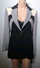 Escada By Margaretha Ley Vtg Wool Black Cream Blazer Size EU 36 picture