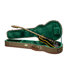 Crossrock Master Series-Wooden Les Paul Electric Guitar Case-Olive Green Tweed picture