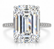 RARE 13.00 Ct Certified, VVS1-E-F Emerald Diamond Solitire Ring,  - FREE Studs picture
